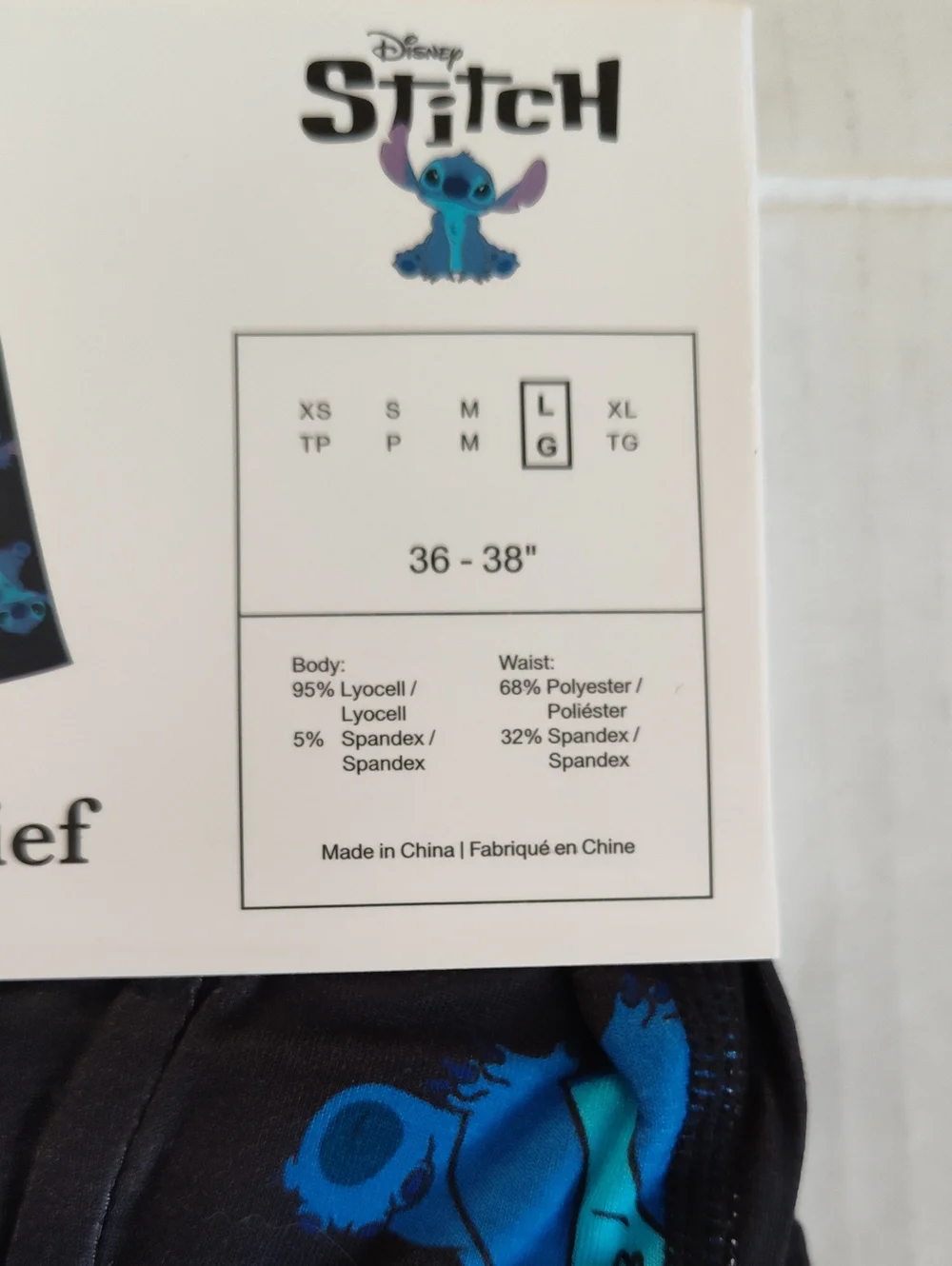 Disney Lilo Stitch Men’s Boxer Briefs Size L 36–38 Blue Character Print 2 pair
